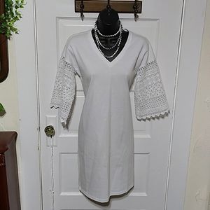 NWOT Ralph Lauren V-Neck Tee Dress Crochet Sleeves